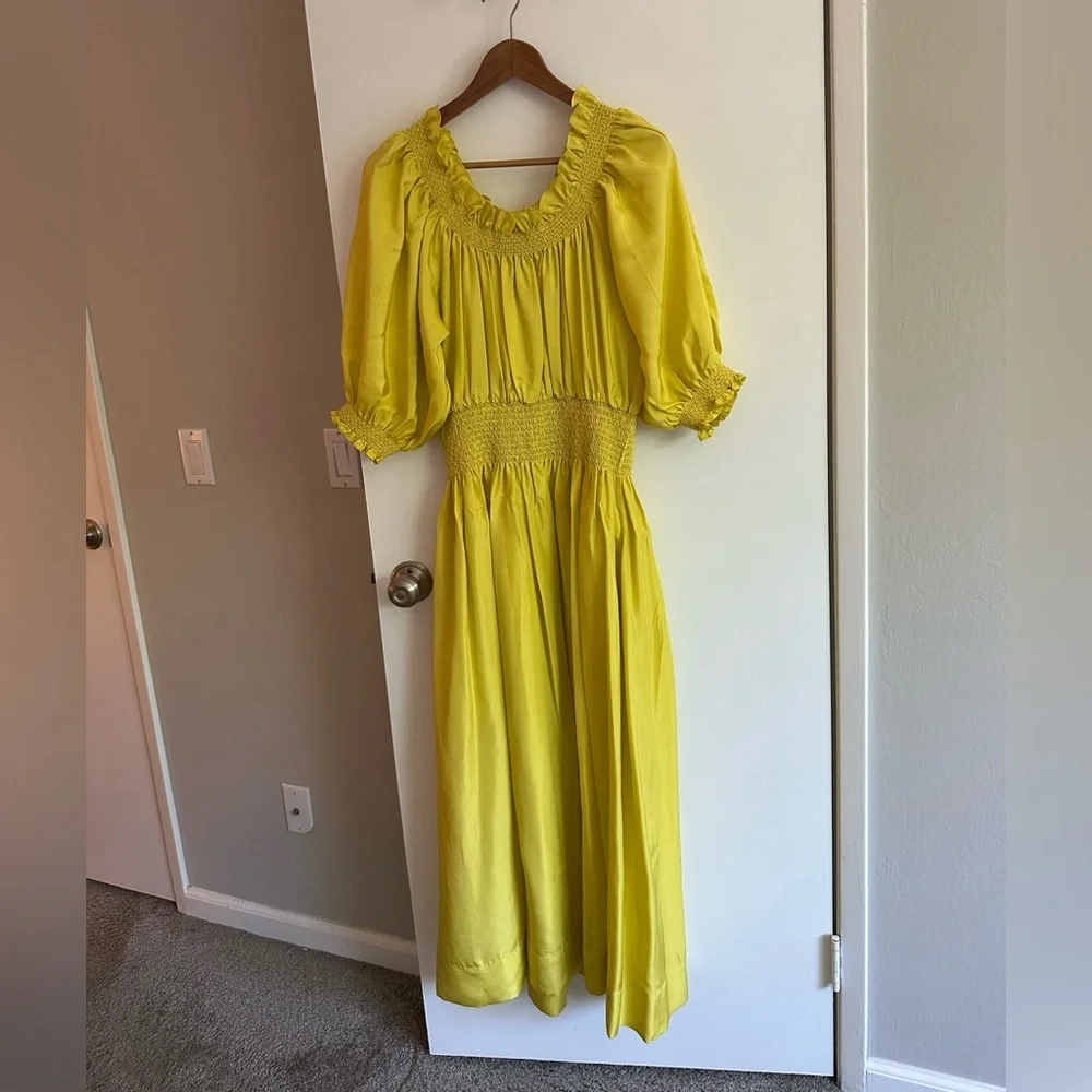 Cynthia Rowley Chartreuse Silk Lena Dress - Picture 2 of 8